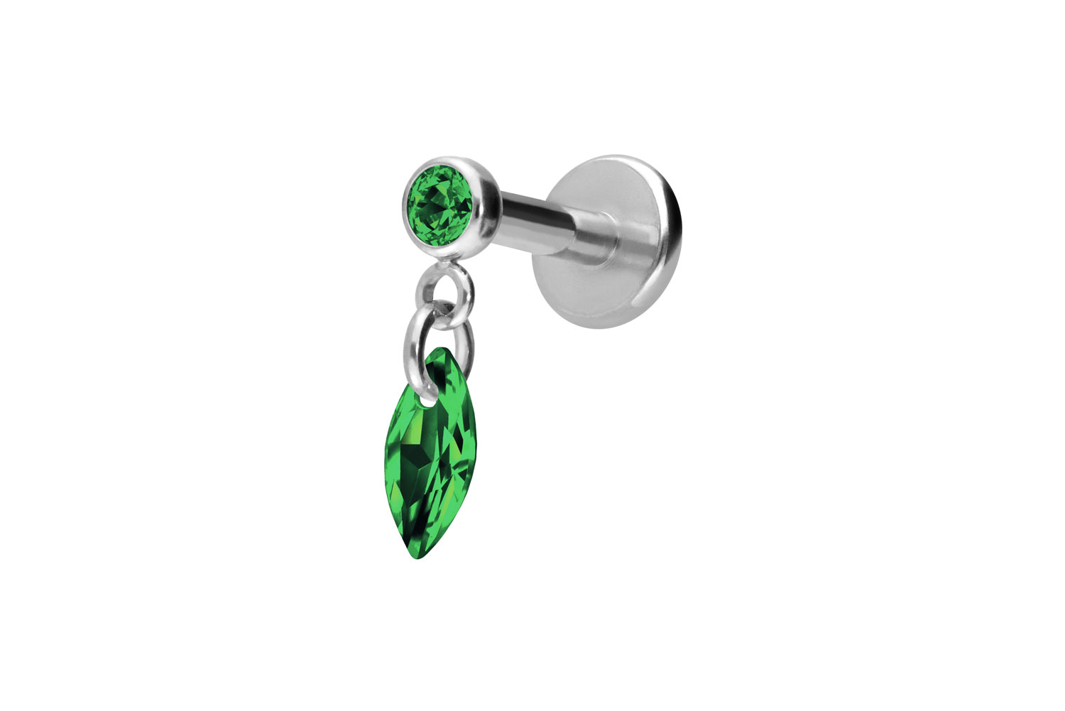 Titan Labret Piercing mit Innengewinde KRISTALLOVAL
